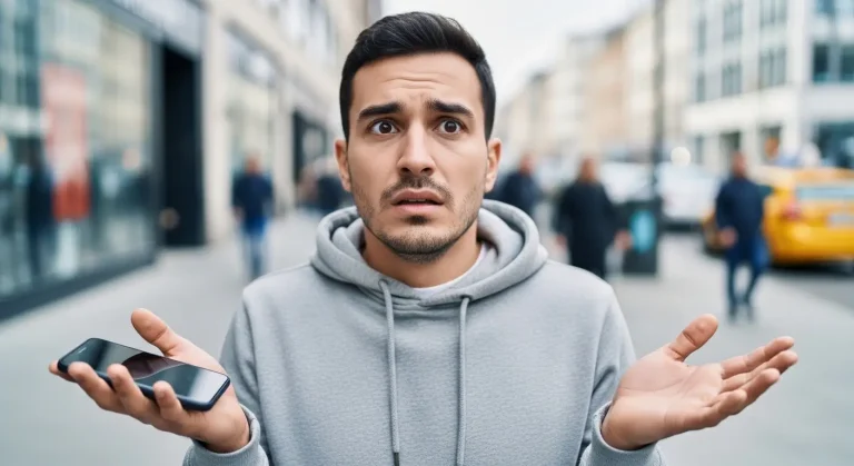 phone stolen no insurance – worried person looking at empty hands